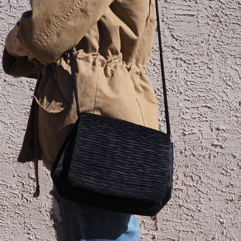 Textured Black Shoulder Bag